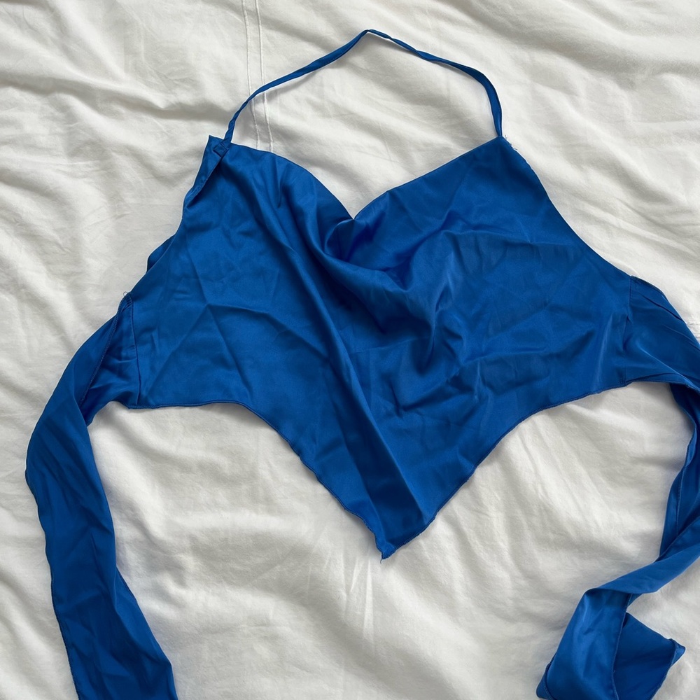 Blue satin top